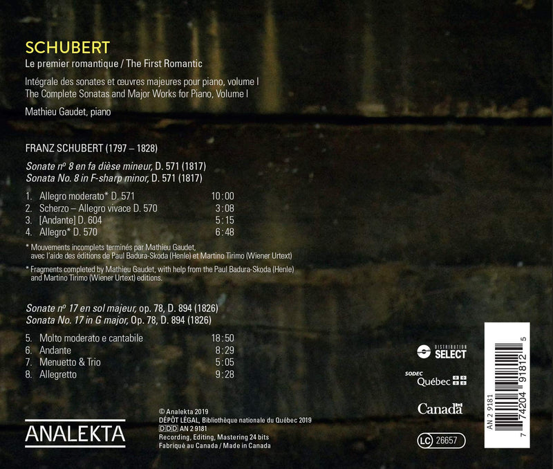 Schubert, Vol. 1: The First Romantic / Gaudet