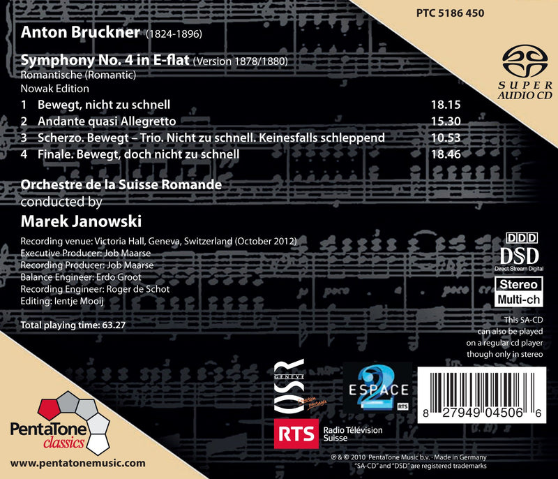 Bruckner: Symphony No 4 / Janowski, Orchestre de la Suisse Romande