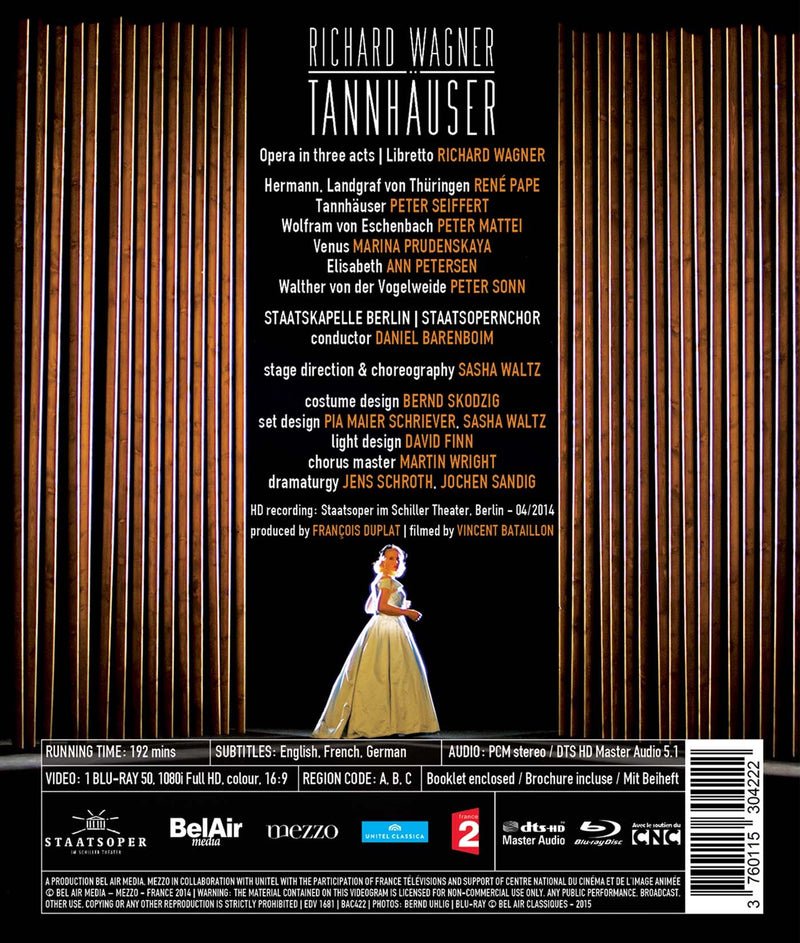 Wagner: Tannhauser / Barenboim, Pape, Seiffert, Mattei, Prudenskaya [Blu-ray]