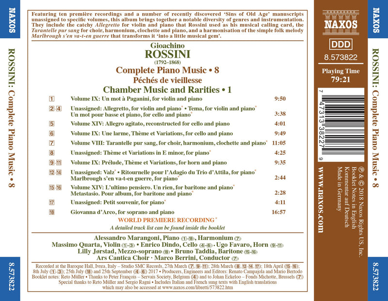 Rossini: Peches de viellesse, Chamber Music & Rarities / Marangoni