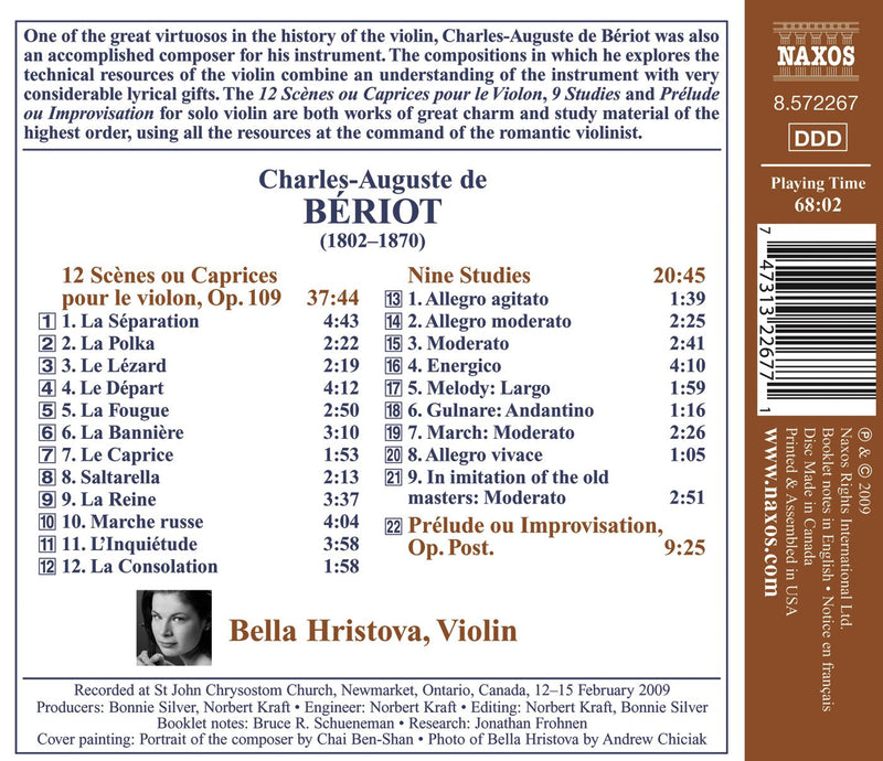 Charles-Auguste De Beriot: Solo Violin Music, Vol. 1 / Bella Hristova
