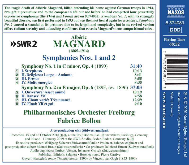 Magnard: Symphonies Nos. 1 & 2 / Bollon, Freiburg Philharmonic
