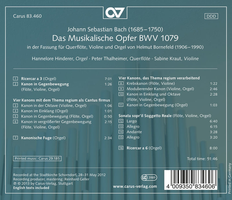 Bach: The Musical Offering (arrangement by Helmut Bornefeld)