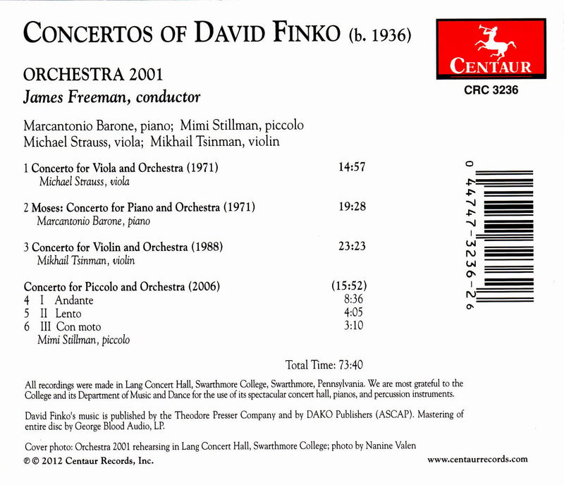 David Finko: Concertos for Viola, Piano, Violin & Piccolo