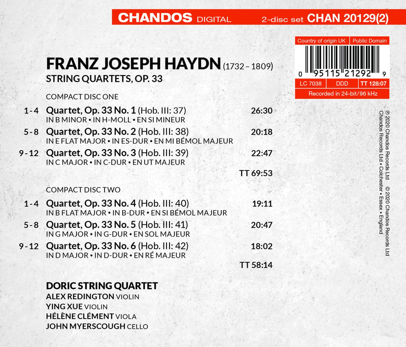 Haydn: String Quartets, Op. 33 / Doric String Quartet