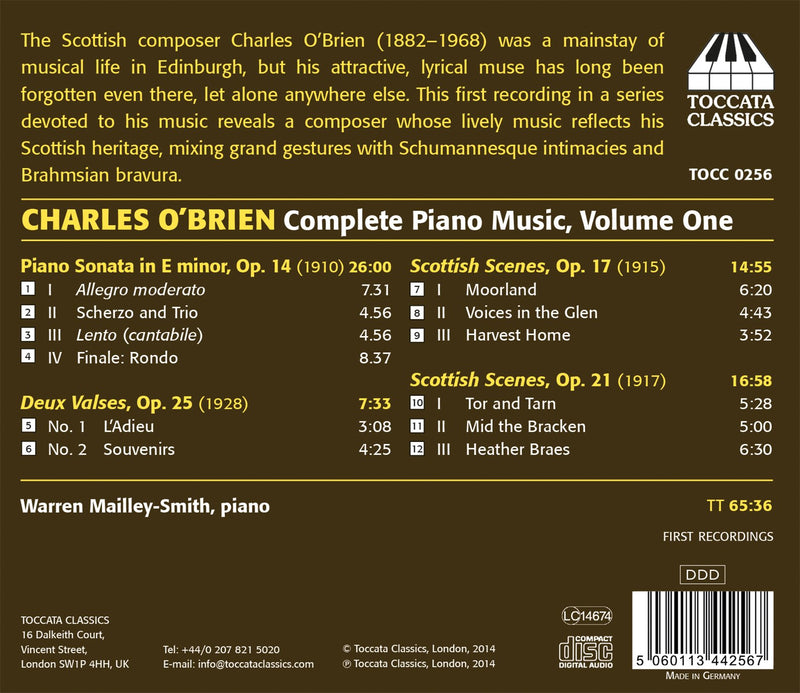 O'Brien: Complete Piano Music, Vol. 1
