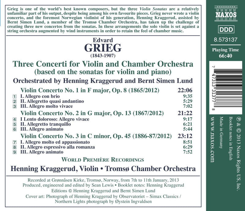 Grieg: Violin Concertos / Kraggerud, Tromso CO