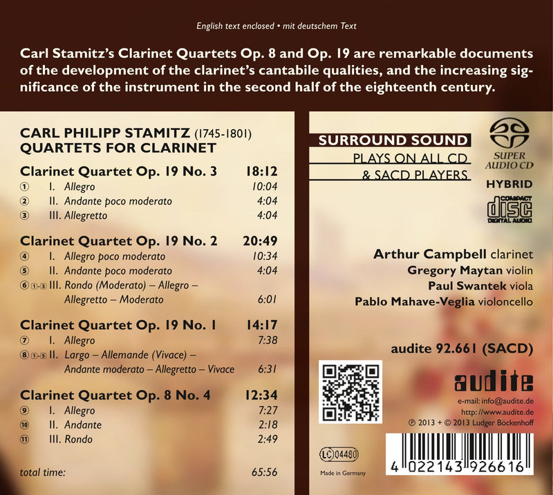 Stamitz: Quartets for Clarinet / Campbell, Maytan, Swantek, Mahave-Veglia
