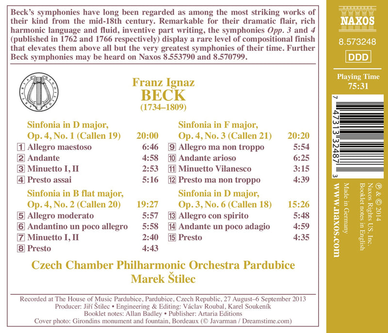 Beck: Symphonies Op 4 No 1-3... / Stilec