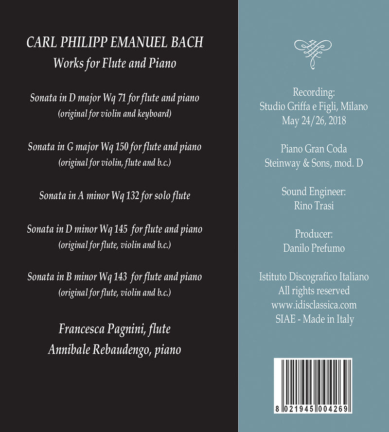 C.P.E. Bach: Works for Flute & Piano / Pagnini, Rebaudengo
