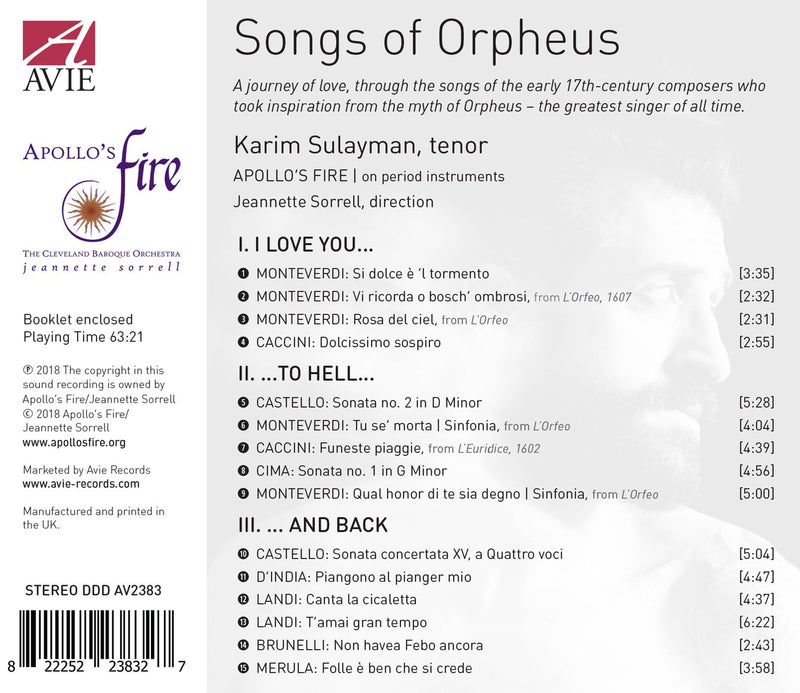 Songs of Orpheus / Sulayman, Sorrell, Apollo's Fire