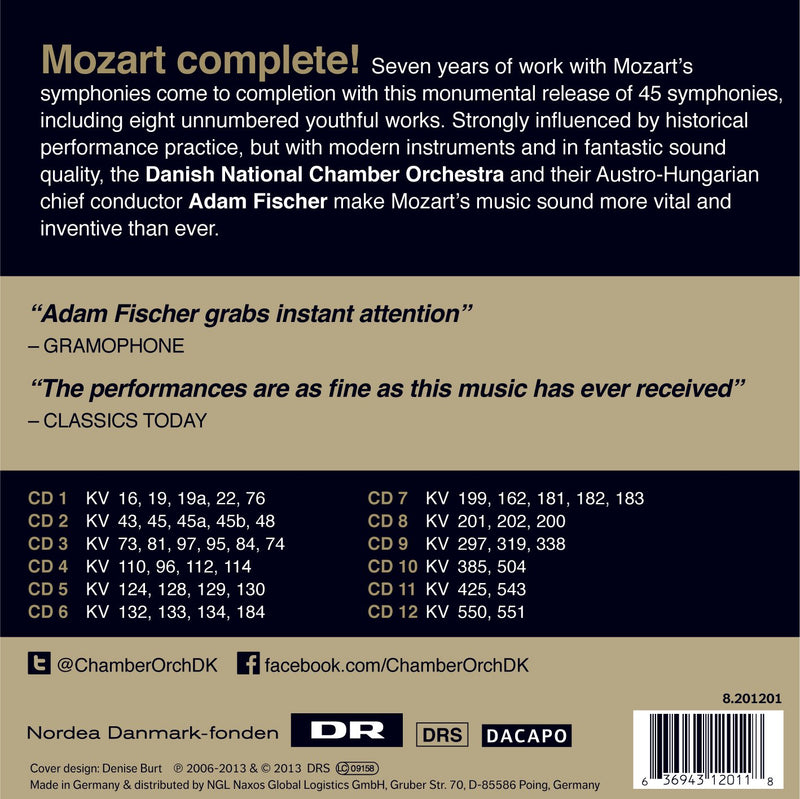 Mozart: 45 Symphonies / Adam Fischer, Danish National Chamber Orchestra