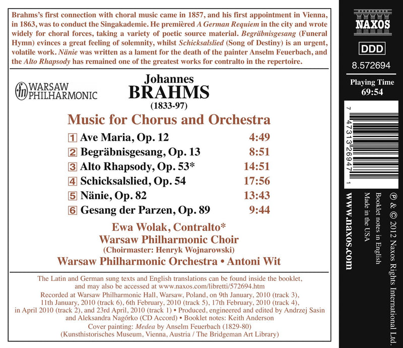 Brahms: Alto Rhapsody, Choral Music / Wolak, Wit, Warsaw Philharmonic Choir