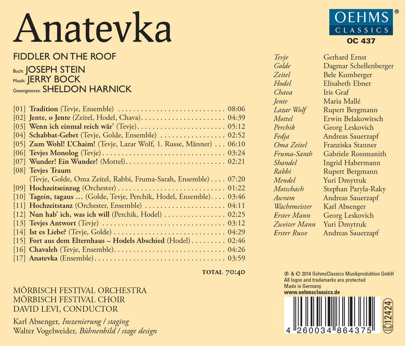 Bock: Anatevka (Fiddler On The Roof) / Levi, Schellenberger, Kumberger, Ernst, Ebner