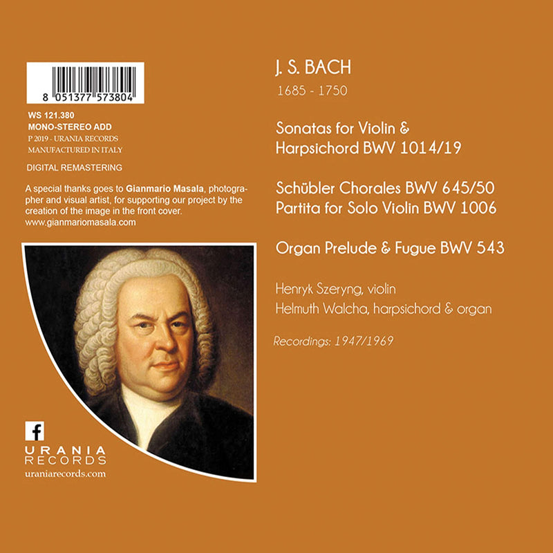 Bach: Sonatas for Violin & Harpsichord / Szeryng, Walcha [2CD]