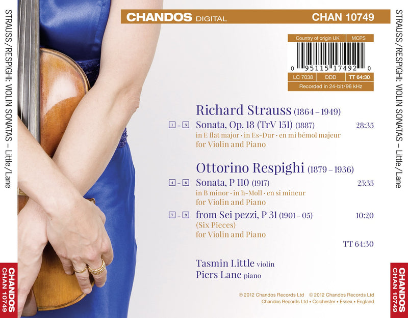 Violin Sonatas: Strauss, Respighi / Little, Lane