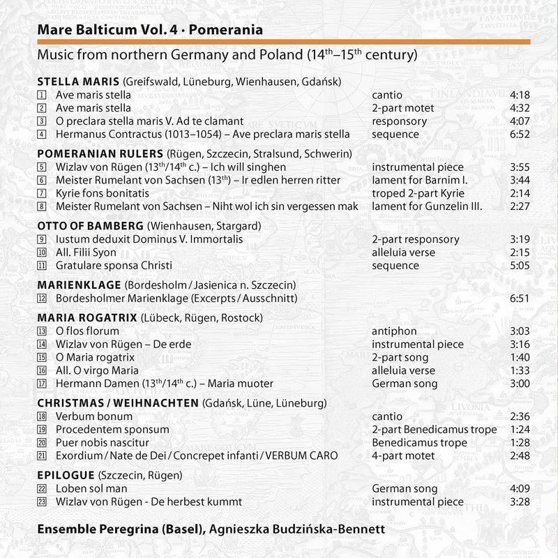 Budzinska-Bennett: Mare Balticum, Vol. 4: Pomerania / Ensemble Peregrina