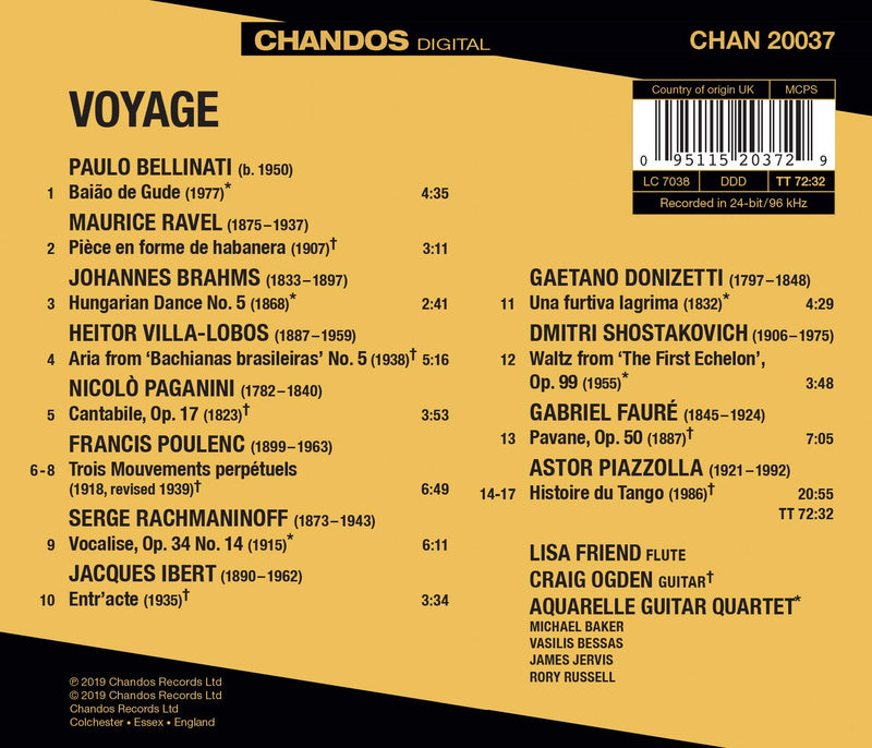Voyage - Music from Fauré to Rachmaninoff / Friend, Ogden, Aquarelle Guitar Quartet