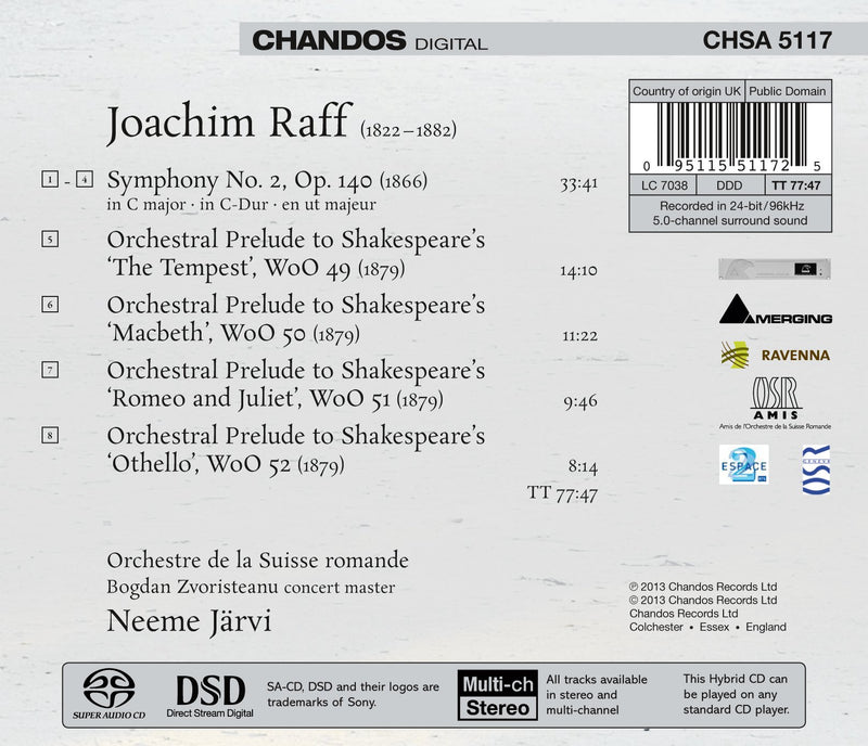 Raff: Symphony No 2, Four Shakespeare Preludes / Jarvi, Suisse Romande