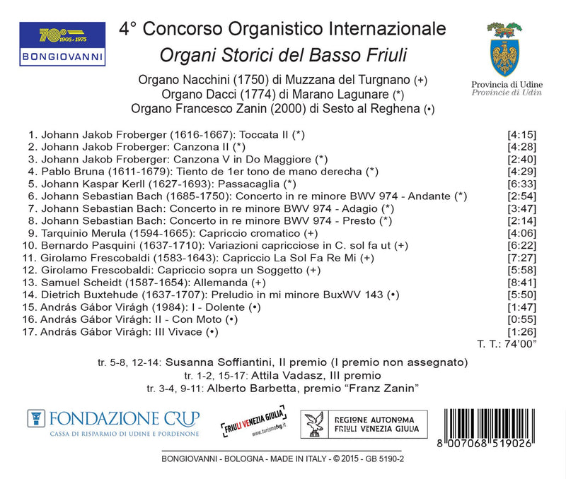 IV Concorso organistico internazionale: Organi storici del B