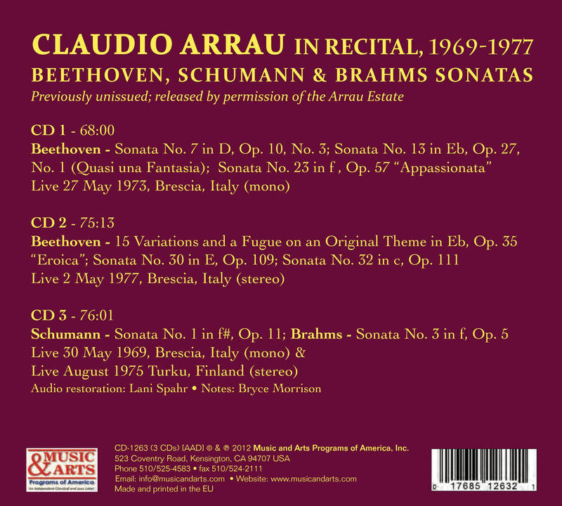 Claudio Arrau In Recital, 1969-1977