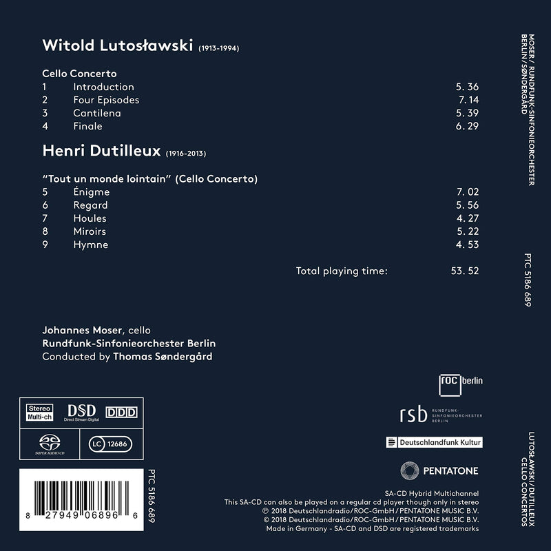 Lutoslawski & Dutilleux: Cello Concertos / Moser, Sondergard, Berlin Radio Symphony