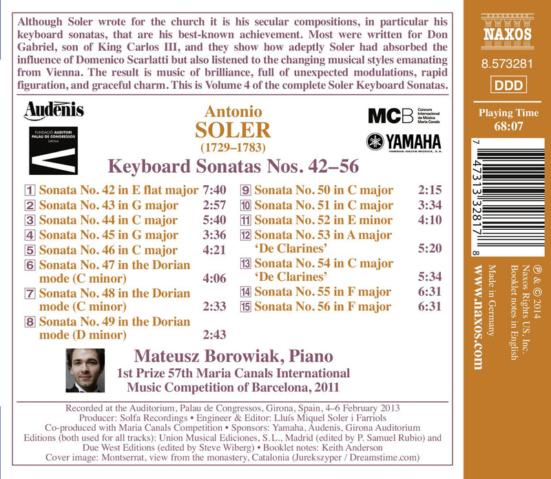 Soler: Keyboard Sonatas Nos. 42-56 / Mateusz Borowiak
