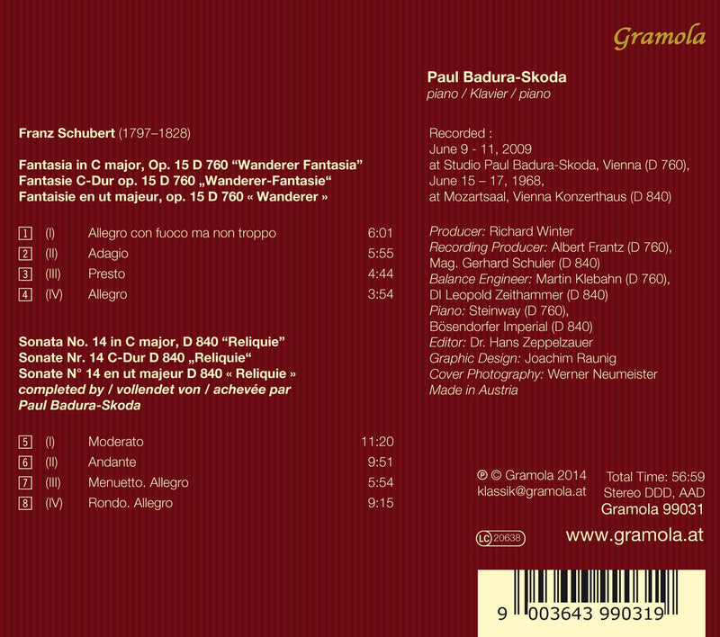 Schubert: Wanderer-fantasie & Piano Sonata No. 15