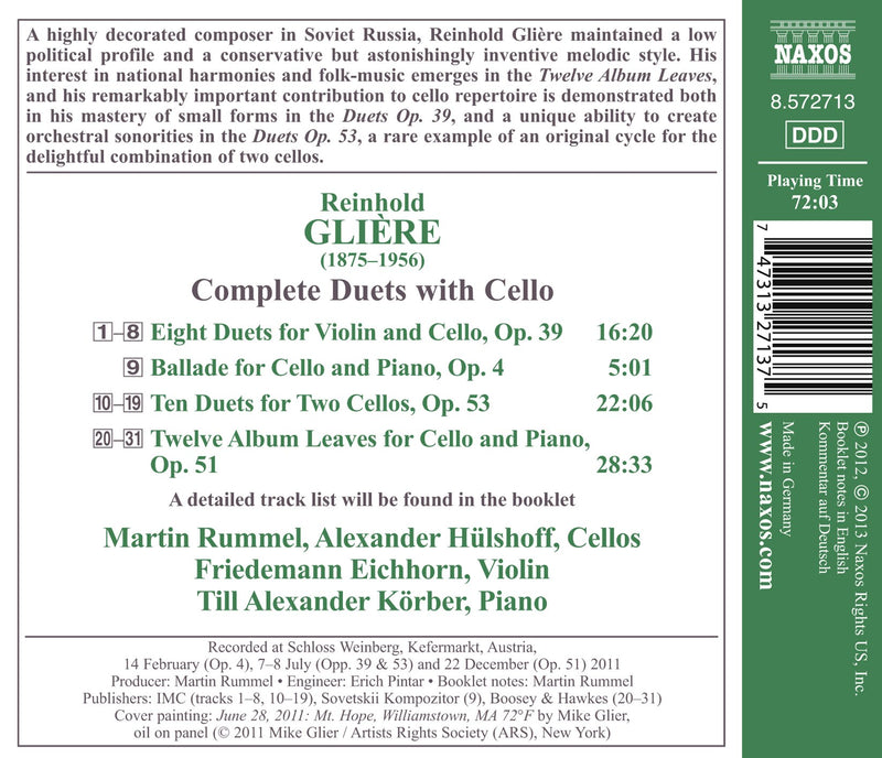Glière: Complete Duets with Cello
