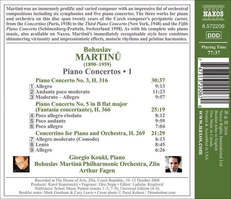 Martinu: Piano Concertos No 3 & 5, Concertino / Koukl, Fagen