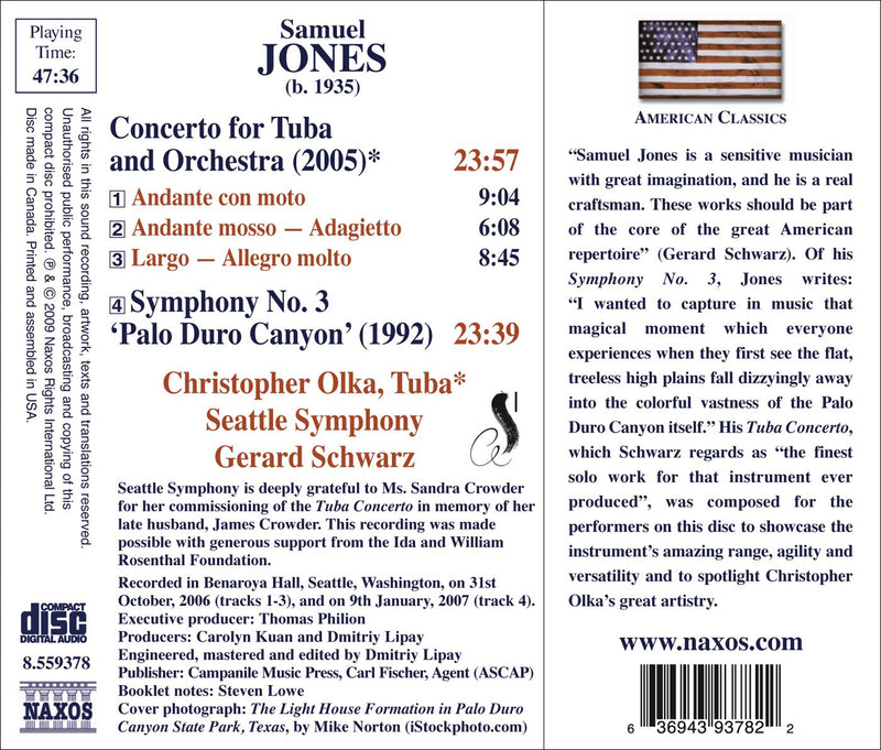 Samuel Jones: Symphony No 3, Tuba Concerto / Olka, Schwarz