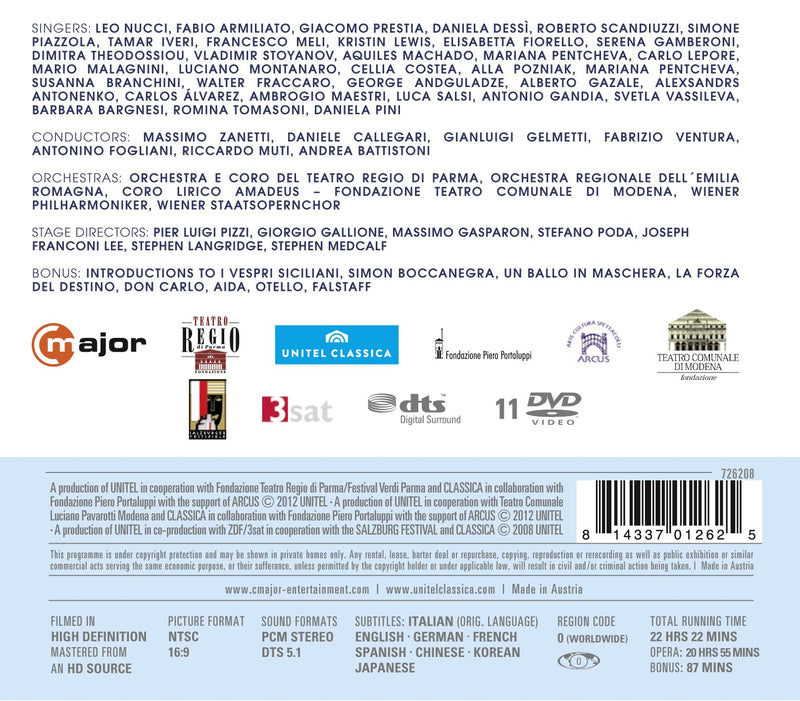 Tutto Verdi Operas Vol 3, 1855-1893 [11-DVDs]