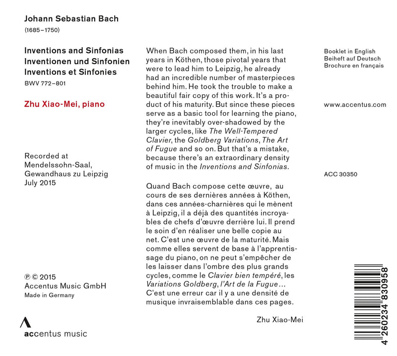 J.S. Bach: Inventions and Sinfonias / Zhu Xiao-Mei