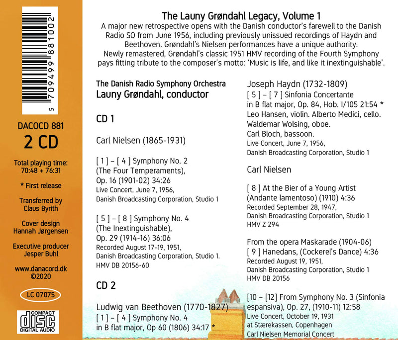 The Launy Grøndahl Legacy, Vol. 1 / Launy Grøndahl, Danish Radio Symphony Orchestra [2 CDs]
