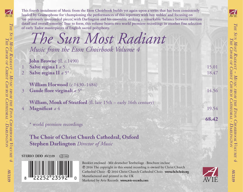 The Sun Most Radiant: Music from the Eton Choirbook, Vol. 4 / Darlington, Oxford Christ Church Cathedral Choir