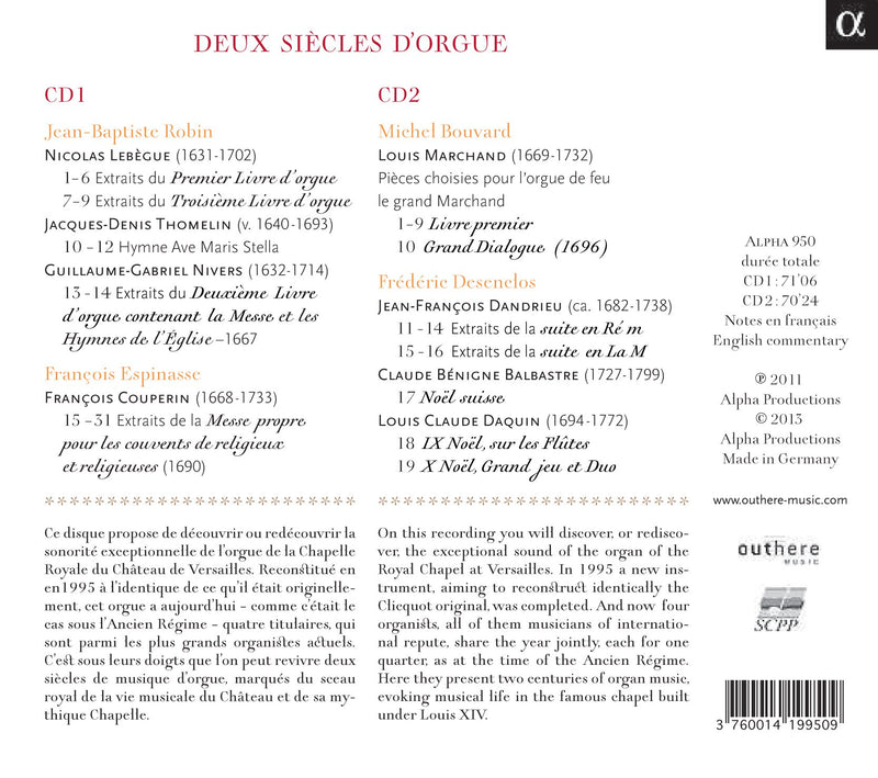 Deux Siecles d'Orgue / Lebegue, Bouvard, Desenclos, Espinasse, Robin