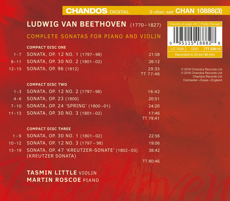 Beethoven: Complete Sonatas for Piano & Violin / Roscoe, Little