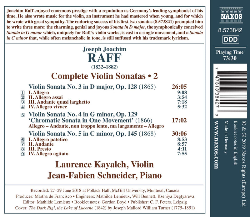 Raff: Complete Violin Sonatas, Vol. 2 / Schneider, Kayaleh