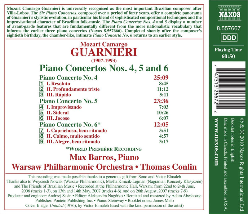 Guarnieri: Piano Concertos No 4, 5 & 6 / Barros, Conlin, Warsaw PO