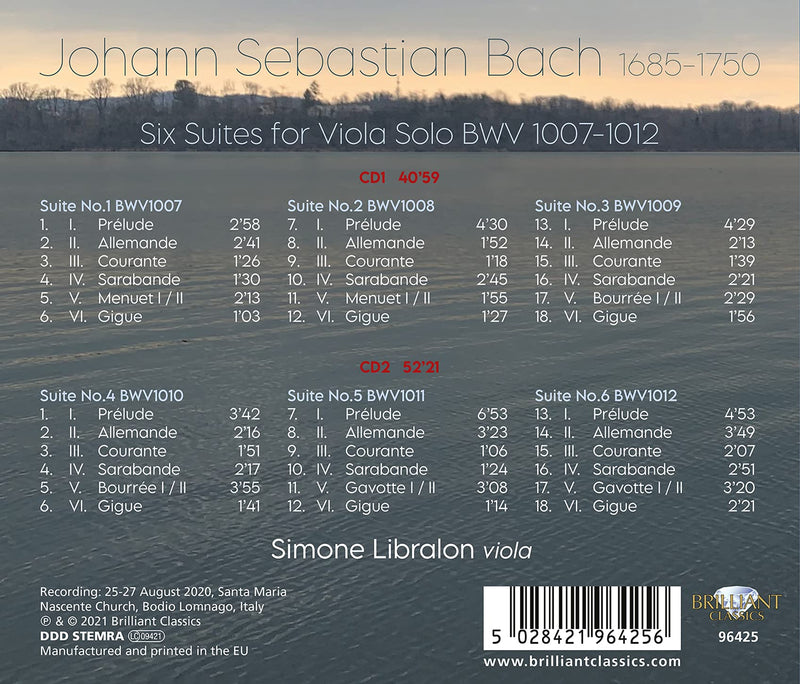 Bach: Six Suites for Viola Solo BWV 1007-1012 / Libralon