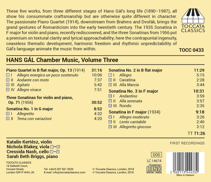 Gal: Chamber Music, Vol. 3 / Kertesz, Blakey, Nash, Briggs