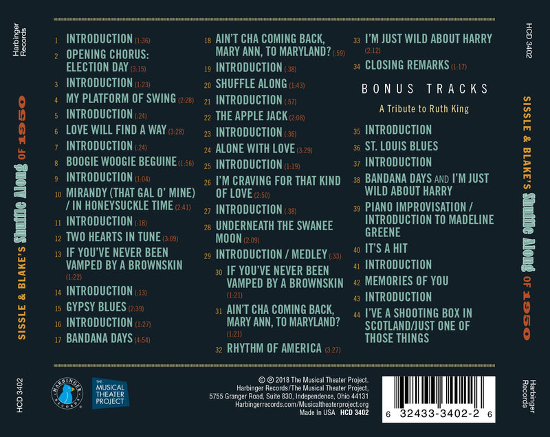 Sissle & Blake's Shuffle Along of 1950: Rare Archival Recordings