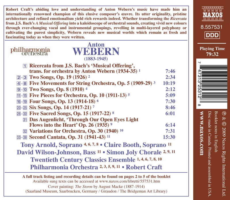 Webern: Vocal and Orchestral Works / Craft, Arnold, Booth, Et Al