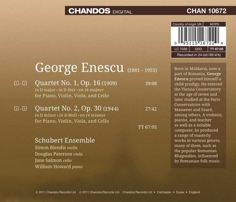 Enescu: Piano Quartets Nos. 1 & 2 / Schubert Ensemble