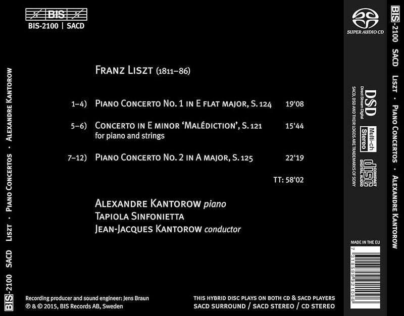 Liszt: Piano Concertos; Malédiction / Alexandre Kantorow