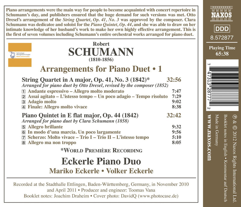Schumann: Arrangements For Piano Duet Vol 1 / Eckerle Piano Duo