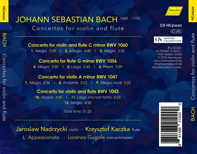 Bach: Concertos for Violin and Flute / Nadrzycki, Kaczka