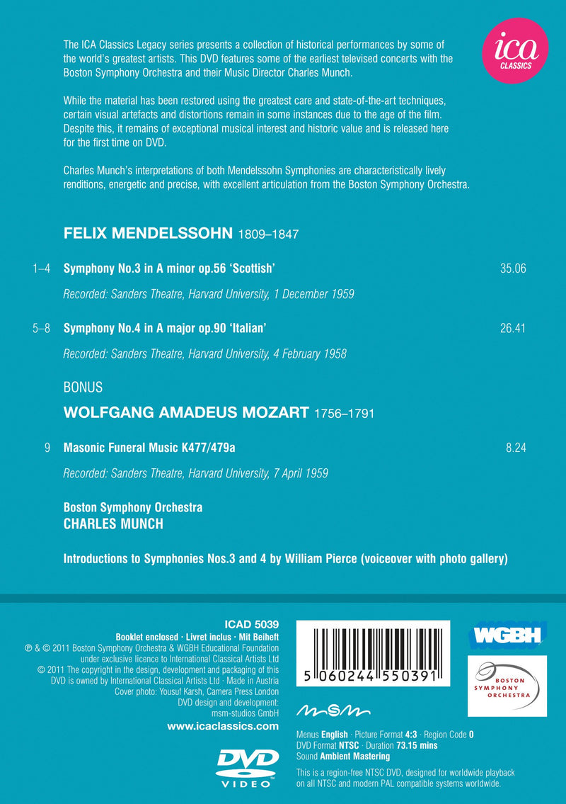 Mendelssohn: Symphonies 3 & 4 / Munch, Boston Symphony