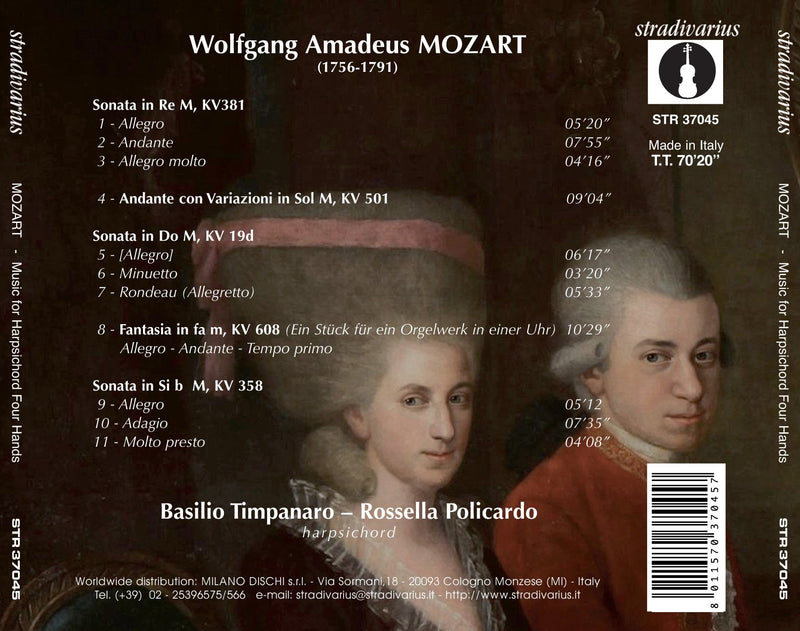 Mozart: Music for Harpsichord 4 Hands / Timpanaro, Policardo