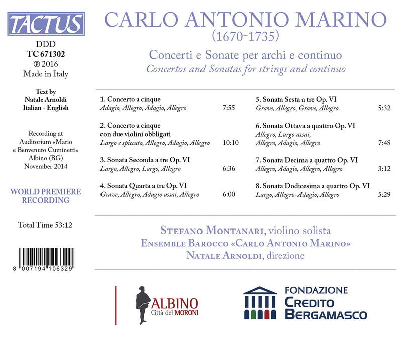 Marino: Concerti e Sonate per archi e continuo